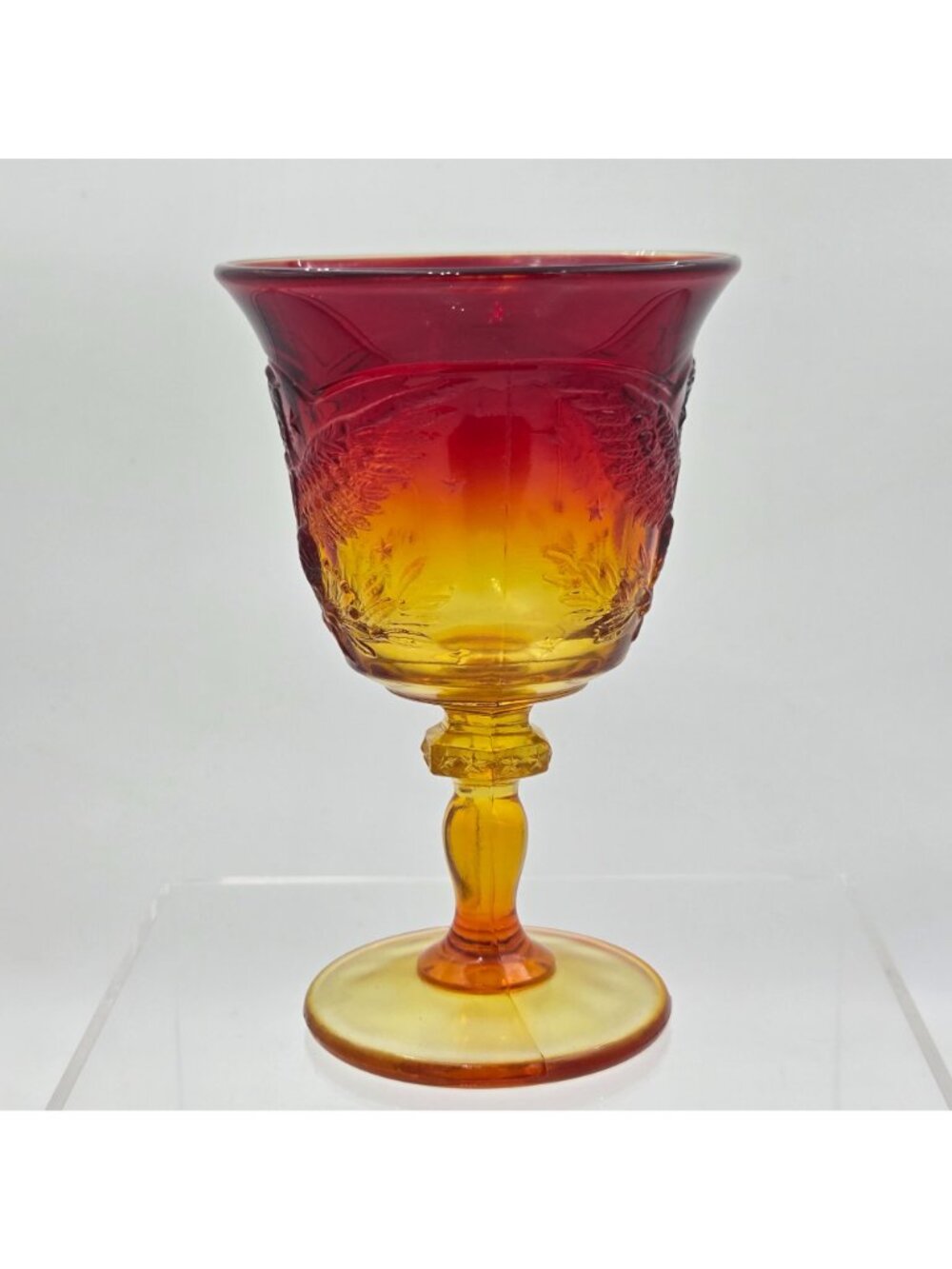 L. E. Smith Glass Amberina American Eagle Goblet 6½″ Wine Glass Mid-Century - Picture 3 of 7